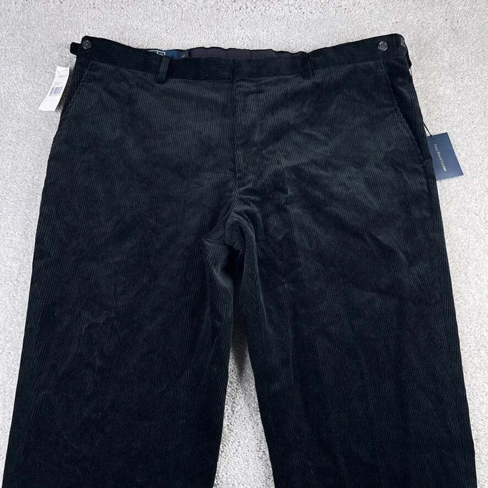VINTAGE Polo Ralph Lauren Pants Mens 40 Black Corduroy Unhemmed Italy NEW NWT‎